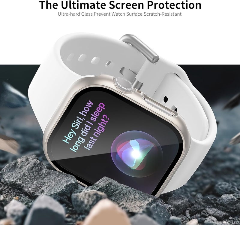 JERXUN 6 Pack Case Screen Protector for Apple Watch Series 11 (2025) Series 10 42mm, Ultra-Thin Scratch Resistant Full Protective Hard PC Bumper Cover with Tempered Glass for iWatch 42mm - Image 3